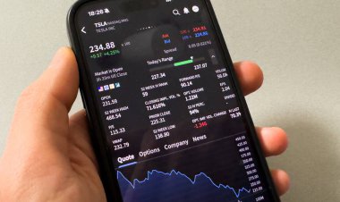 Kyiv, Ukrayna - 20 Mart 2025: Microsoft MSFT borsası. Finansal grafikler, yatırım, dijital bankacılık konsepti fotoğrafı. Elinde borsa uygulaması olan akıllı bir telefon. Yüksek kalite fotoğraf