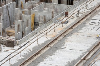 Apartman inşaatı, yoğun kentsel gelişim. Konut inşaatı süreci. Yüksek kalite fotoğraf