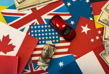 Amerikan Bayrağı 'nın tarifesi. Amerikan hükümetinin yerli sanayiyi korumak için gümrük bariyeri politikası. Yüksek kalite fotoğraf