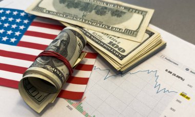 Amerikan geçmişinin enflasyonu. Ekonomik kritik ya da ABD 'nin risk yönetimi. Pankart için yatırım dokusu. Yüksek kalite fotoğraf