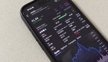 Kyiv, Ukrayna - 20 Mart 2025: Microsoft MSFT borsası. Finansal grafikler, yatırım, dijital bankacılık konsepti fotoğrafı. Elinde borsa uygulaması olan akıllı bir telefon. Yüksek kalite fotoğraf