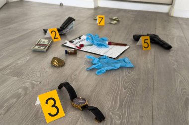 Olay yeri inceleme, olay yerinden kanıt toplamak. Yüksek kalite fotoğraf