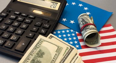 Gümrük Savaşı nakliyesi, ticaret ve ticaret konsepti, ABD ve Avrupa Birliği bayrakları. Yüksek kalite fotoğraf