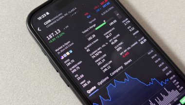 Kyiv, Ukrayna - 20 Mart 2025: Microsoft MSFT borsası. Finansal grafikler, yatırım, dijital bankacılık konsepti fotoğrafı. Elinde borsa uygulaması olan akıllı bir telefon. Yüksek kalite fotoğraf