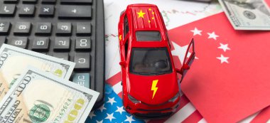 ABD, AB ve Çin 'de elektrikli arabalar üretildi. Çin 'de üretilen EV arabaları için görev. Yüksek kalite fotoğraf