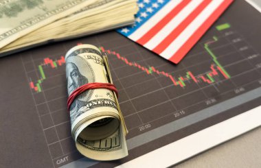 ABD borsa grafiği, ekonomi sorunu, yatırım analizi konsepti ile mali enflasyon krizi. Yüksek kalite fotoğraf