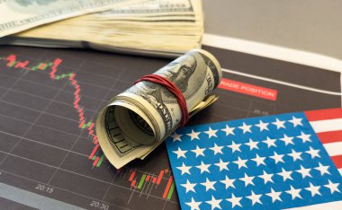 ABD borsa grafiği, ekonomi sorunu, yatırım analizi konsepti ile mali enflasyon krizi. Yüksek kalite fotoğraf