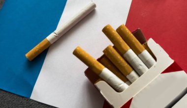 Sigaralı ve purolu Fransız bayrağı. Tütün endüstrisi konsepti. Yüksek kalite fotoğraf