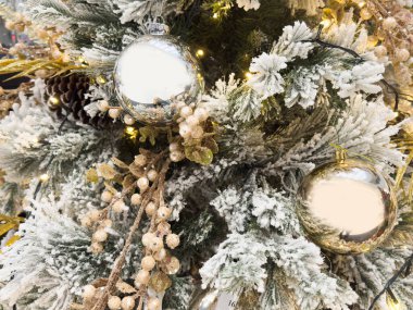 Noel ağacı arkaplanının yakın görüntüsü. Yüksek kalite fotoğraf