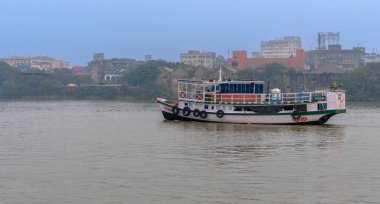 Kolkata, India, January 24, 2023 : A Patrol Boat of kolktata Police , Patrolling on Rive Ganges. 