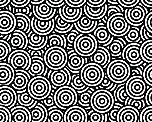 Cercles Concentriques Chevauchant Dans Motif Ondes Répétées Noir Blanc Motif — Image vectorielle