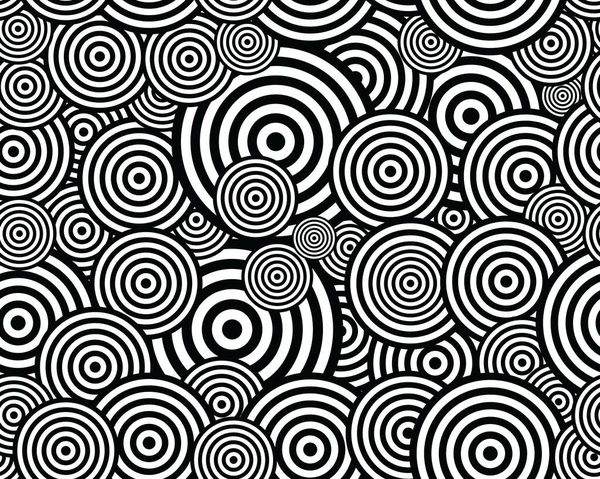 Cercles Concentriques Chevauchant Dans Motif Ondes Répétées Noir Blanc Motif — Image vectorielle