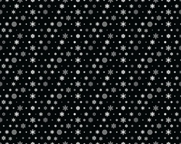 Бесшовный Рисунок Белых Снежинок Черном Фоне — стоковый вектор