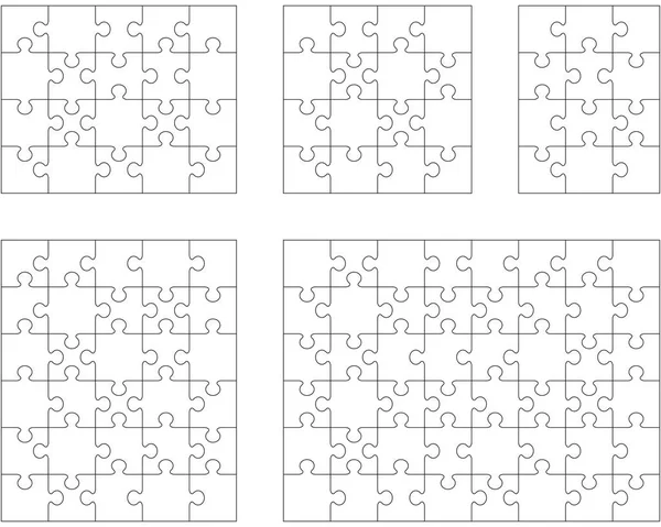 Illustration Cinq Puzzles Blancs Pièces Séparées Vecteurs De Stock Libres De Droits