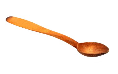 Old wooden spoon, isolated on white background clipart