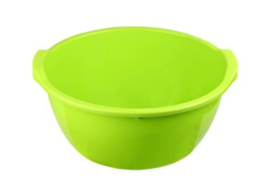 Beyaz arka plan üzerinde izole yeşil plastik Havzası