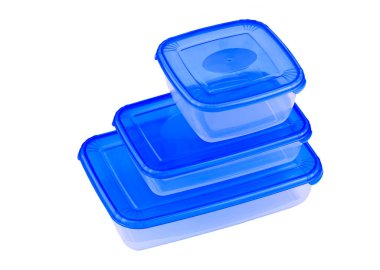 Yiyecek için plastik kap, beyaz arka planda izole edilmiş.