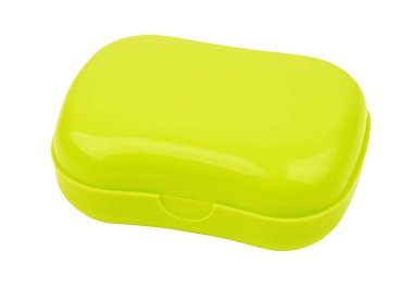 Plastik sabun kutusu, beyaz arkaplanda izole.