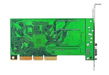 Bilgisayar için PC video kartı, beyaz arkaplanda izole edilmiş