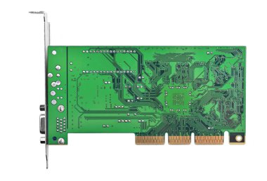 Bilgisayar için PC video kartı, beyaz arkaplanda izole edilmiş