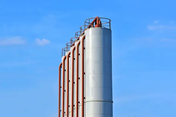 stock image Factory cement batching silos for technological process