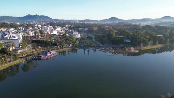 Верхній Вигляд Далат Центру Єтнамі Біля Озера Вранці — стокове відео