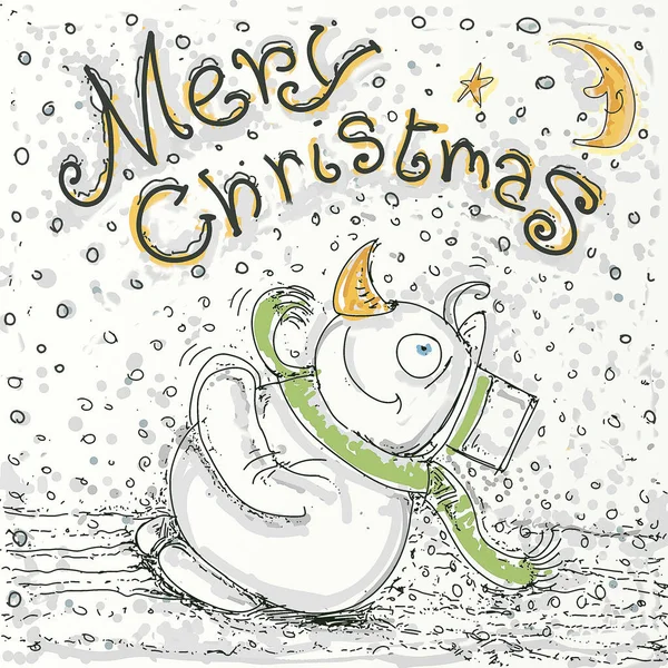 Feliz Navidad Con Diseños Mascotas Muñeco Nieve Para Niños Humorísticos —  Fotos de Stock