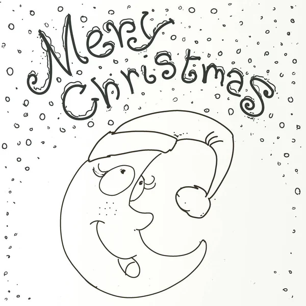 Merry Christmas Moon Mascot Designs Humorous Boys Parties — Stock Photo, Image