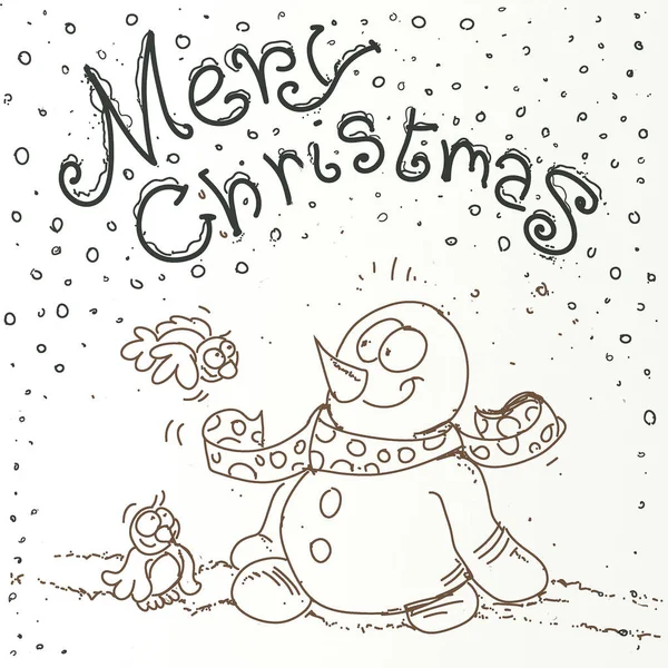 Merry Christmas Snowman Mascot Designs Humorous Boys Parties — Stock Photo, Image