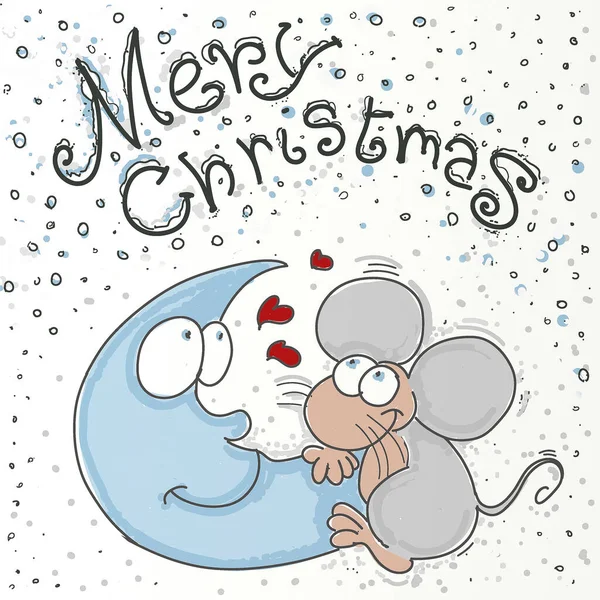 Merry Christmas, with mouse, mascot designs for humorous boys for parties
