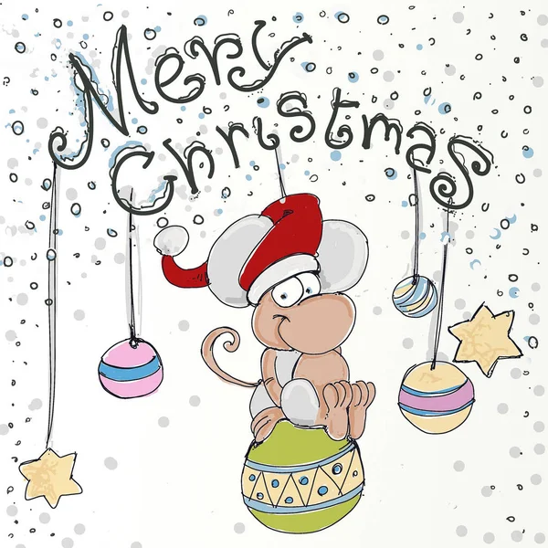 Merry Christmas Mouse Mascot Designs Humorous Boys Parties — Stock Photo, Image