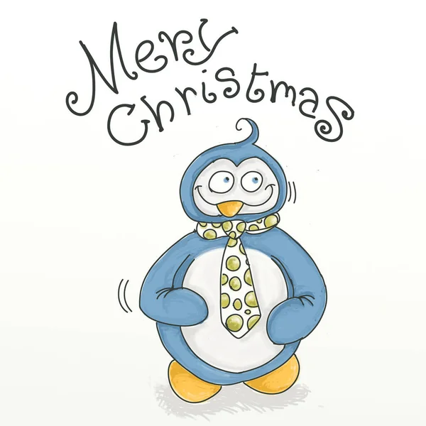 Vrolijk Kerstfeest Met Pinguïn Mascotte Ontwerpen Voor Humoristische Jongens Voor — Stockfoto