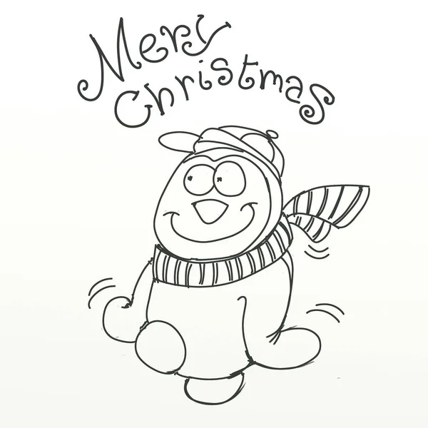 Buon Natale Con Pinguino Mascotte Disegni Ragazzi Umoristici Feste — Foto Stock