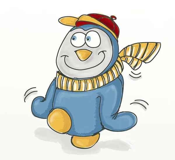 Con Mascota Del Pingüino Pingüino Pequeño Diseños Para Chicos Humorísticos —  Fotos de Stock
