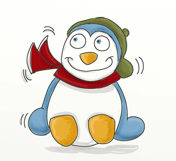 派对上幽默男孩企鹅吉祥物的设计 — 图库照片