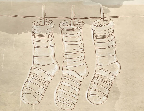 Závěsné Ponožky Vinobraní Ilustrace Přírodou — Stock fotografie