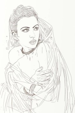 Peçeli ürkek kadın.