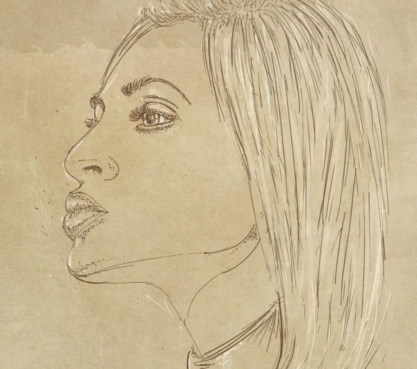 portrait of a woman in profile with full mouthportrait of a woman in profile with full mouth