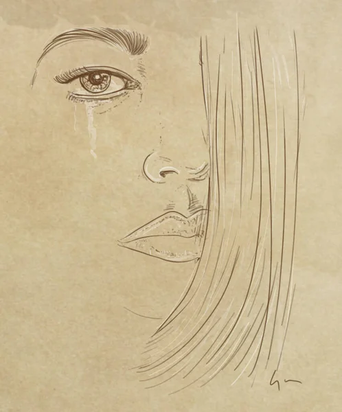 女性泣いている肖像画非常に美しい — ストック写真