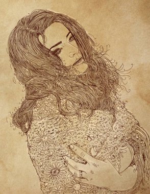 Şalına sarılmış bir kadın son derece güzel.