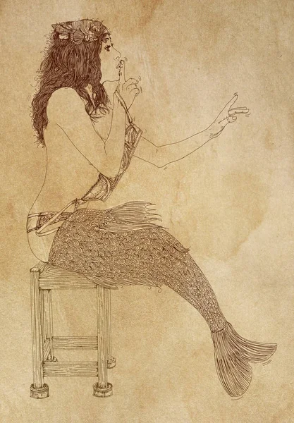 Sirène Femme Sirène Avec Soutien Gorge — Photo