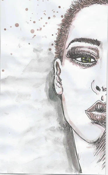 Sketch of a woman's face. Hand drawn illustration.