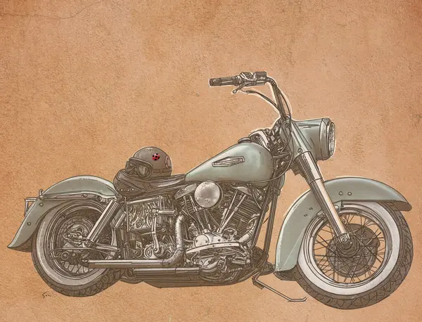 Vintage chopper motorbike. Hand drawn vector illustration in sketch style.