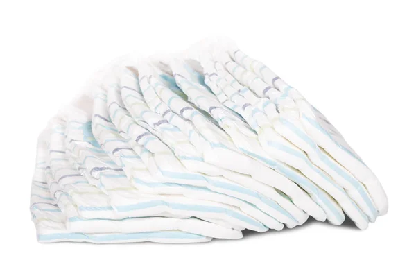 Stack Baby Diapers Isolated White Background — Stock Photo, Image