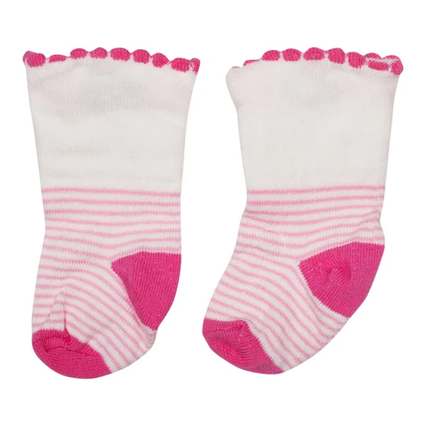 Gestreepte Sokken Voor Baby Meisje Geïsoleerd Wit — Stockfoto