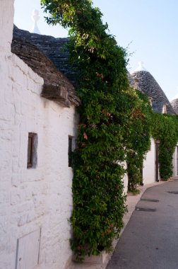 Güney İtalya 'da geleneksel trulli evleri, Puglia bölgesi, Alberobello şehri