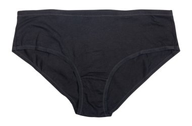 Beyaz arka planda izole edilmiş siyah kadın külotu.