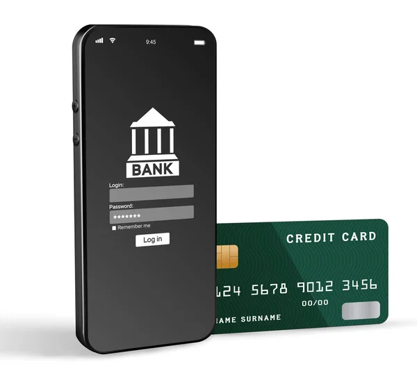 Concetto Bancario Cellulare Con Internet Online Banca App Banco Maiale — Vettoriale Stock