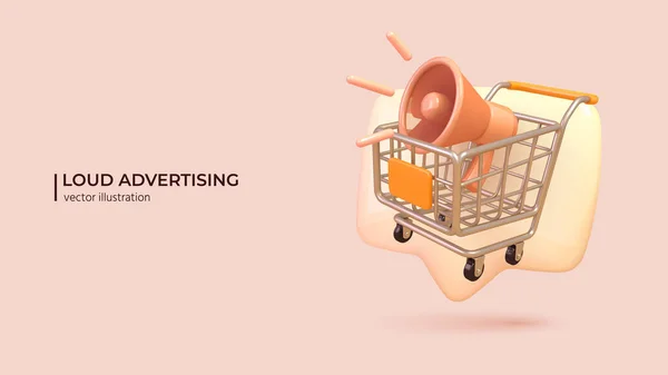 Μεγάφωνο Έννοια Διαφήμισης Ρεαλιστική Σχεδιασμό Του Ηχείου Bullhorn Για Ανακοινώσει — Διανυσματικό Αρχείο