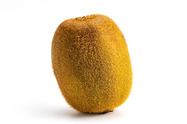 Jedno Čerstvé Zralý Chlupatý Kiwi Ovoce Izolované Bílém Pozadí Kiwifruit — Stock fotografie